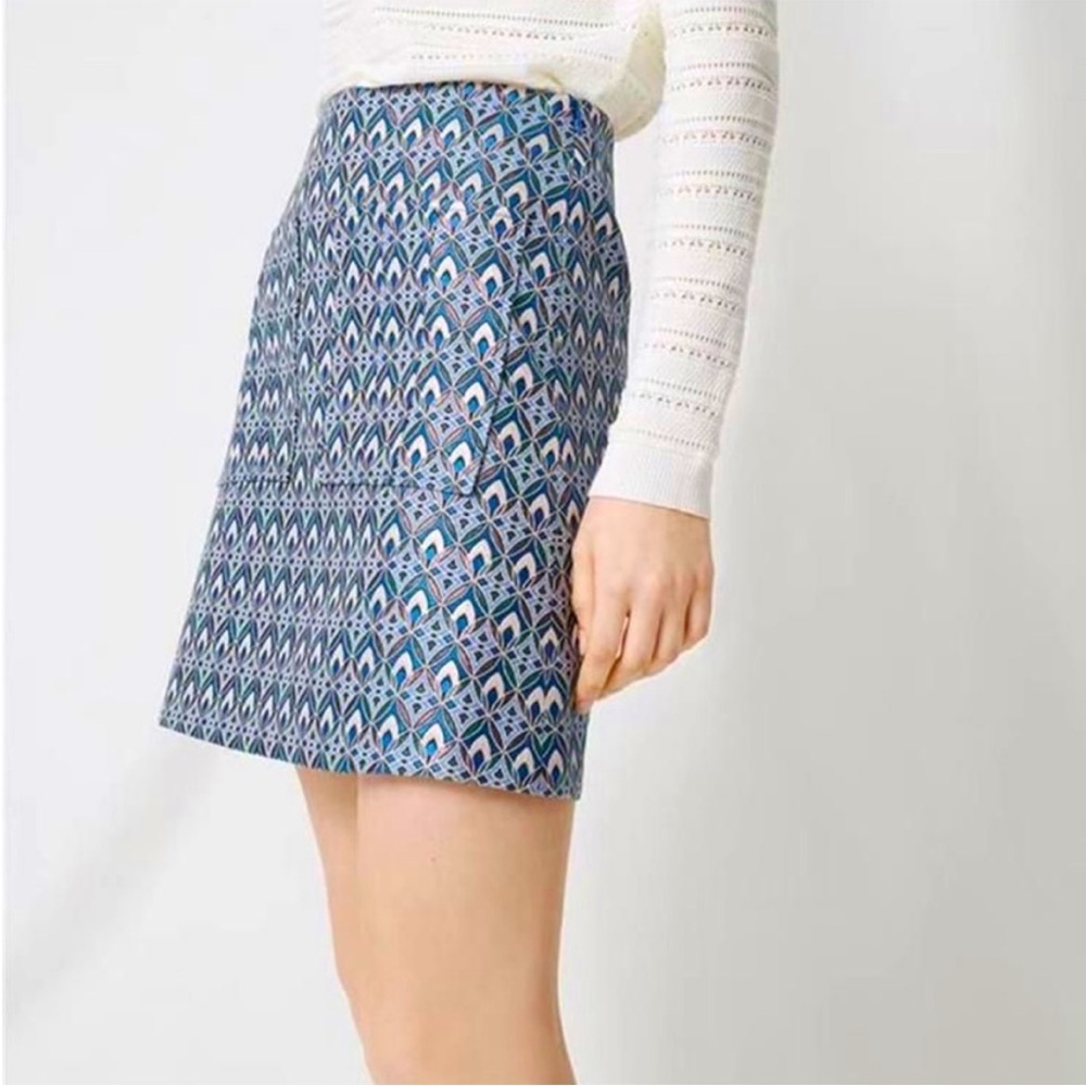 Maje Jacquard Geometric Print Patch Pocket Mini Skirt - Picture 3 of 12
